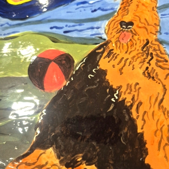 Artistic Dog-Themed Ceramic Tray By Canadian Artist Patricia Lazar - Picture 8 of 10